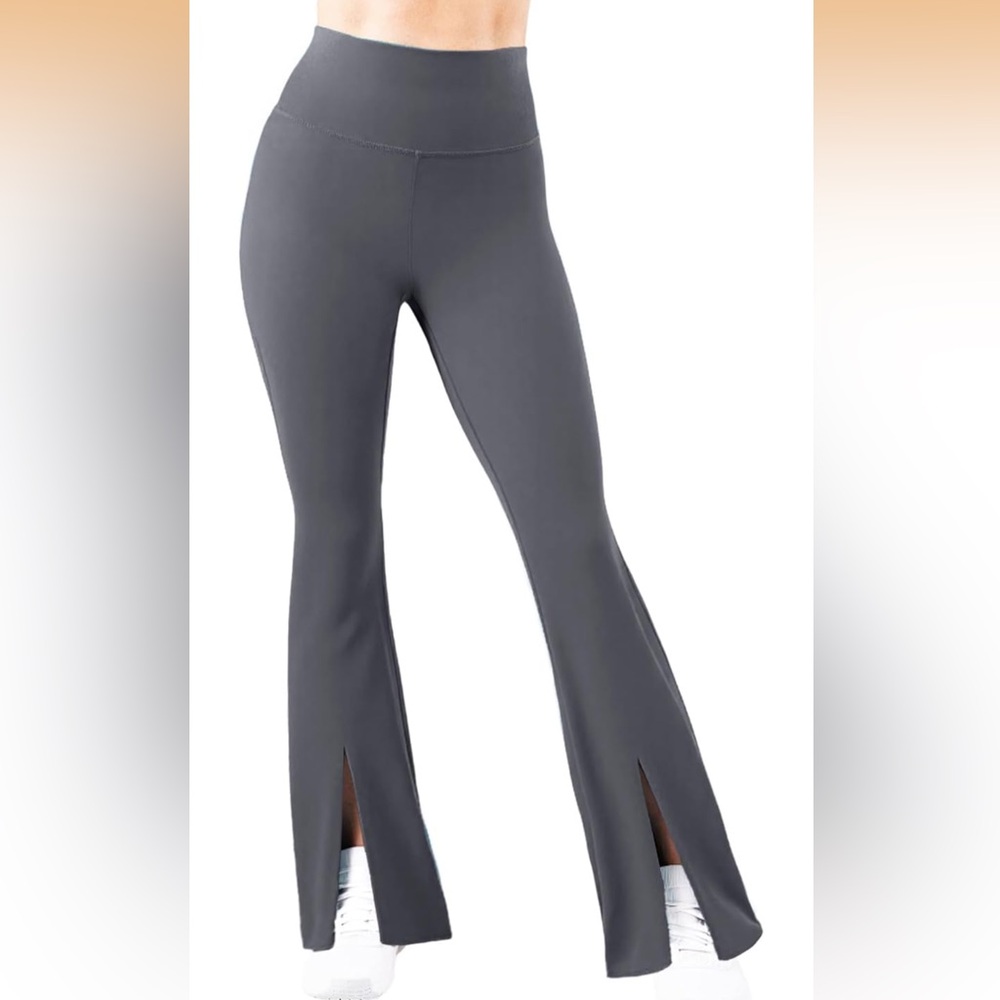 Gray Women's Flared Split Hem Leggings
